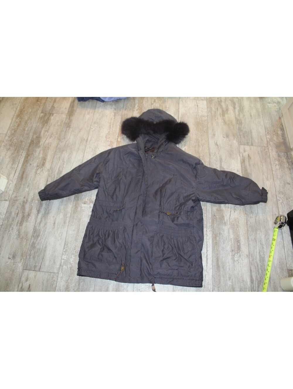 Jacqueline Ferrar L Gray Genuine Fox Fur Hooded Parka
